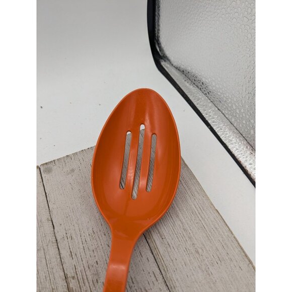 Ekco Slotted Serving Spoon Orange Nylon Plastic 11" Vintage - Picture 2 of 8